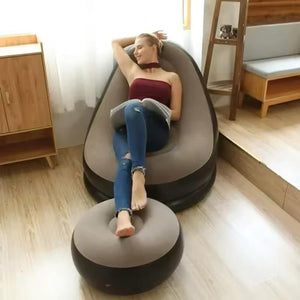 Canapé Gonflable avec Coussin de Pieds